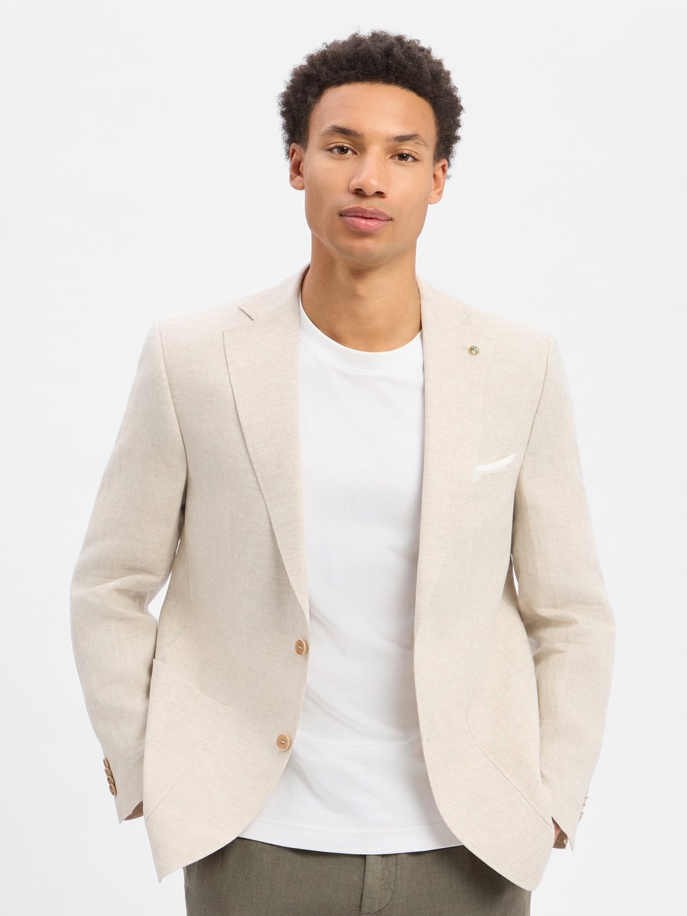 Carl Gross Leinensakko Herren Regular Fit Leinen (100%) beige, 52