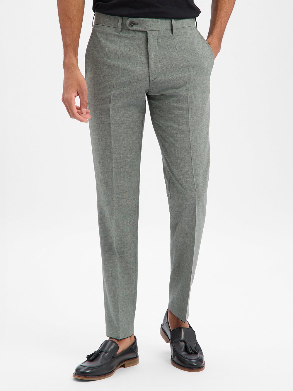 Thumbnail - Roy Robson Schurwoll-Baukasten-Anhzughose Herren Regular Fit grün meliert, 52