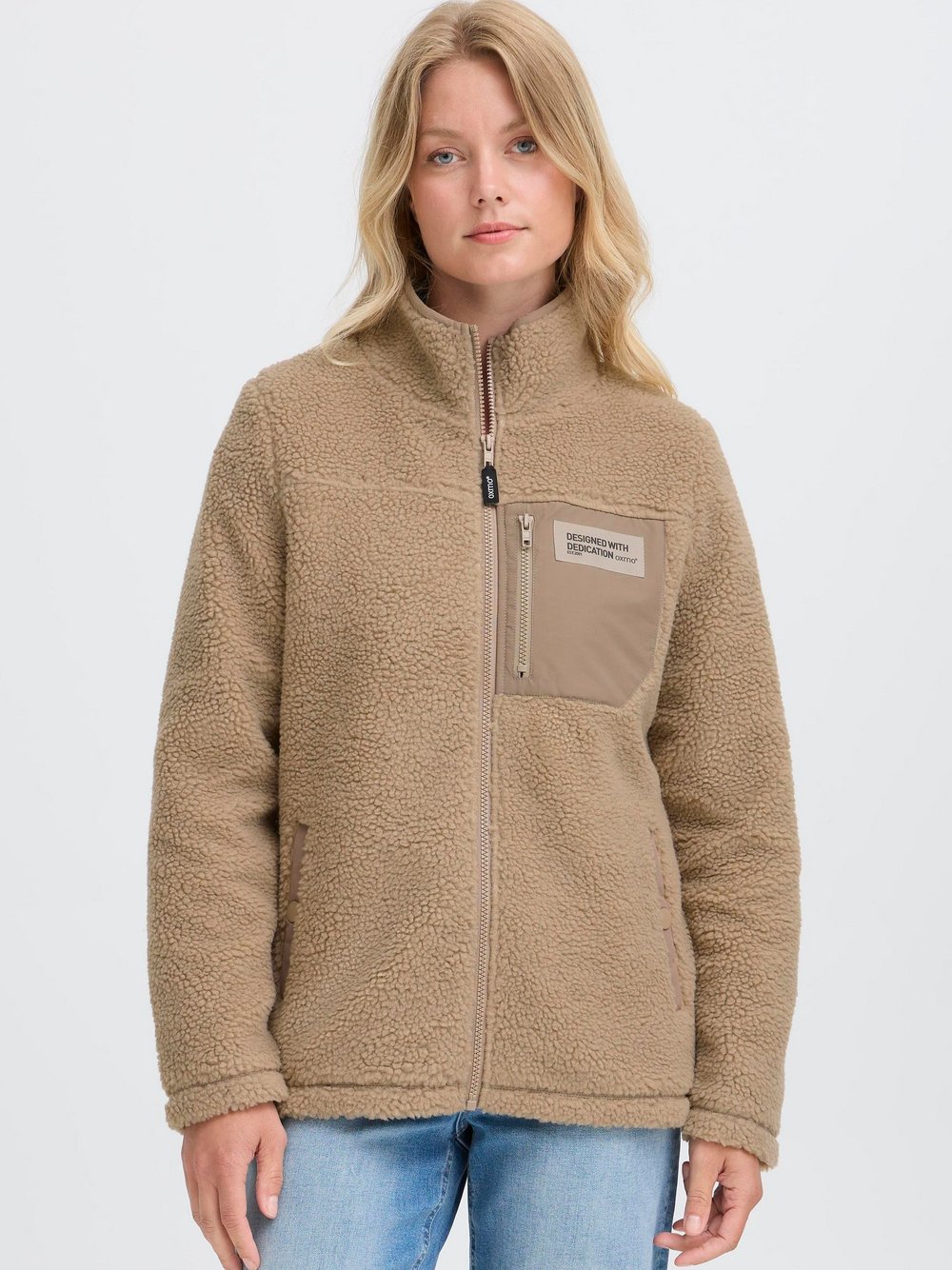 OXMO Plüschjacke Damen beige, S