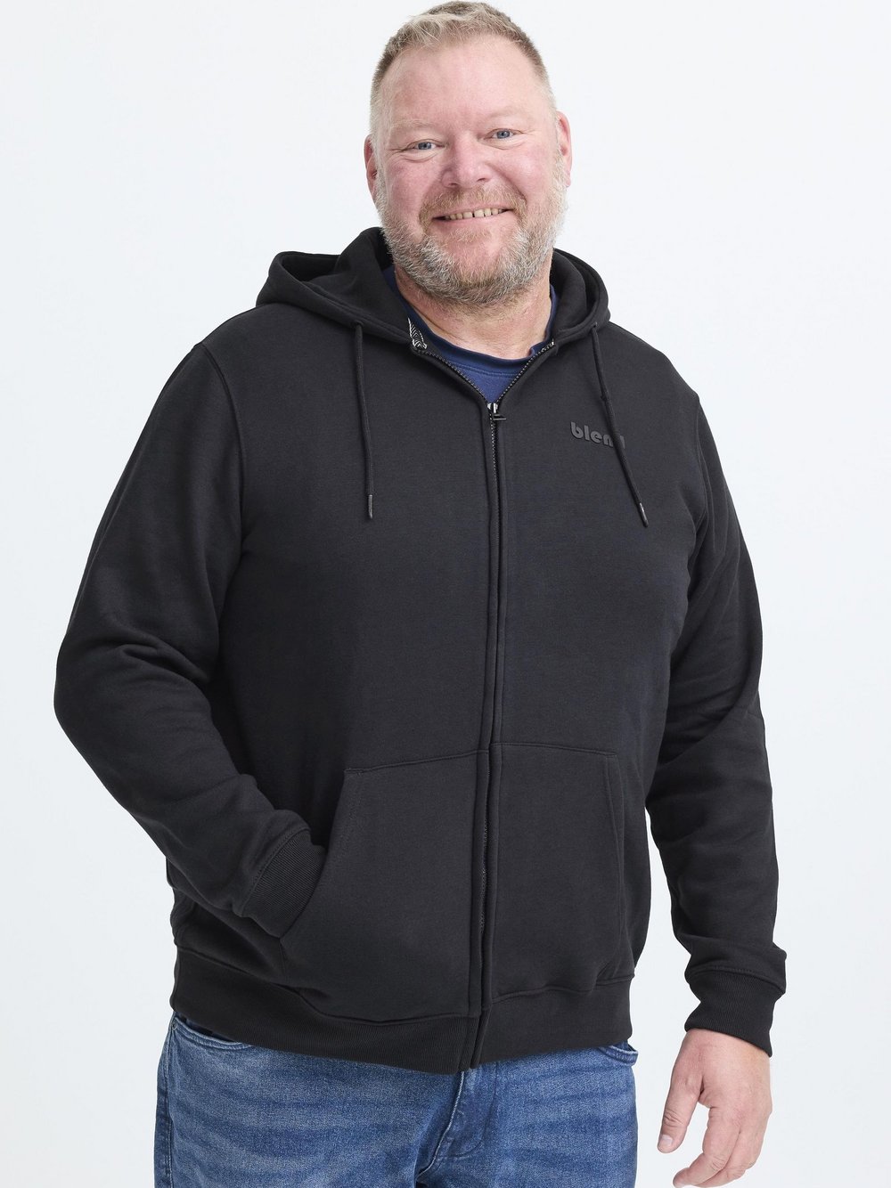 BLEND Kapuzenfleecejacke Herren Textil schwarz, 6XL