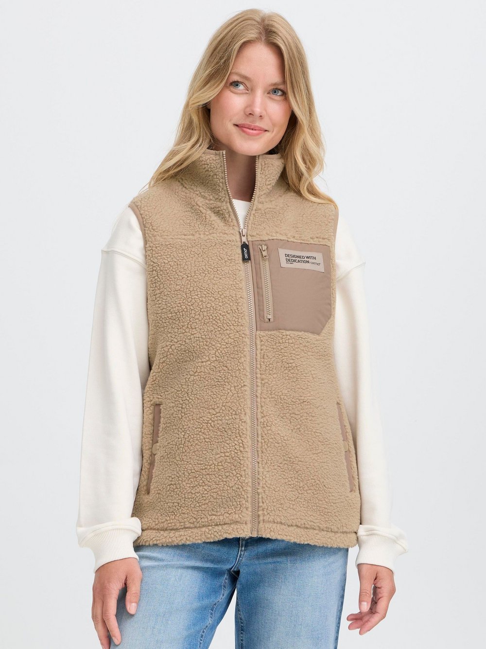 OXMO Plüschweste Damen beige, XS