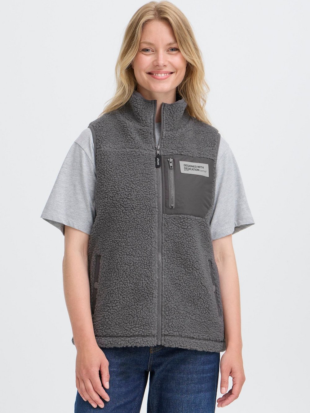 OXMO Plüschweste Damen grau, XS