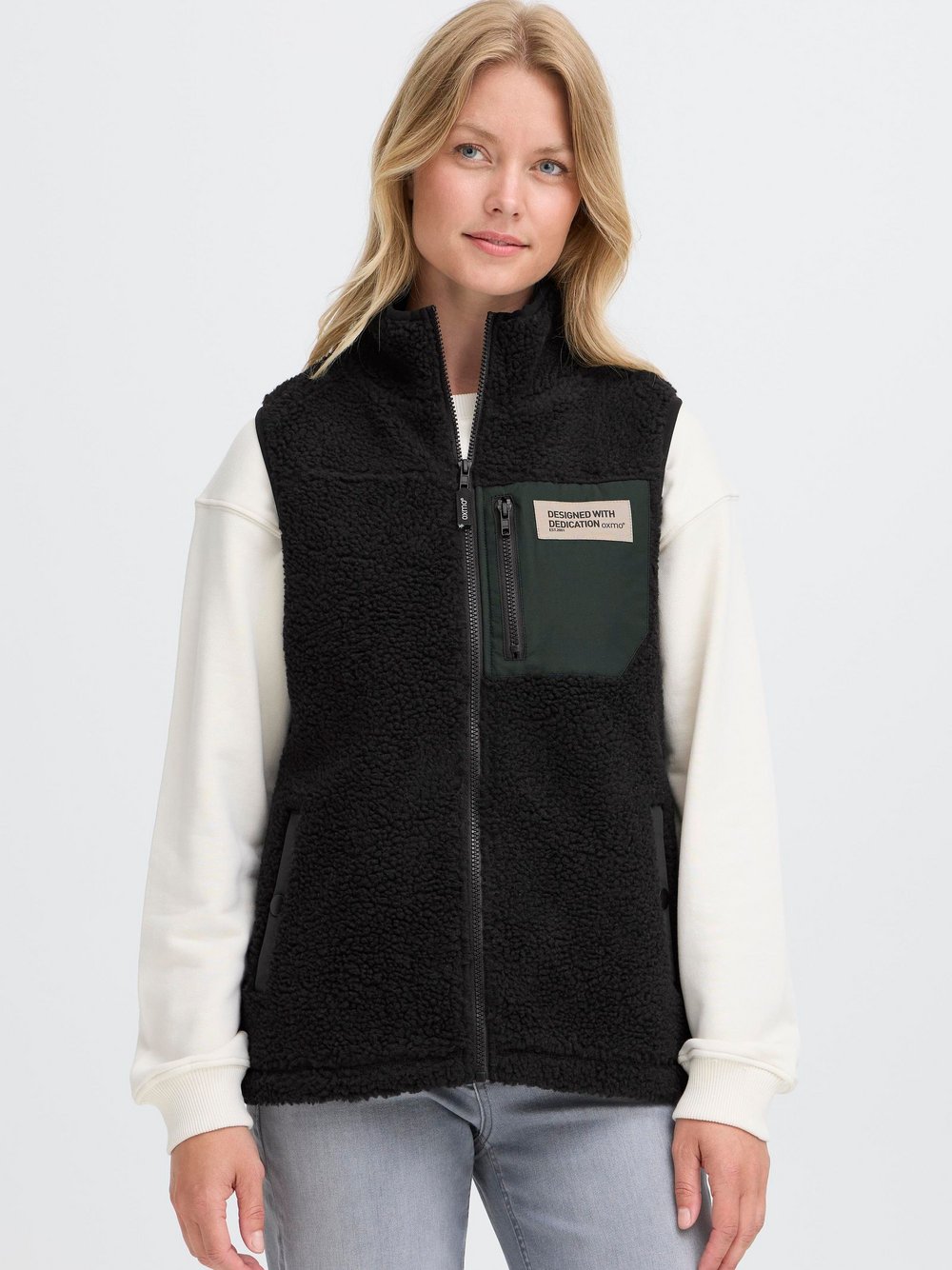 OXMO Plüschweste Damen schwarz, S