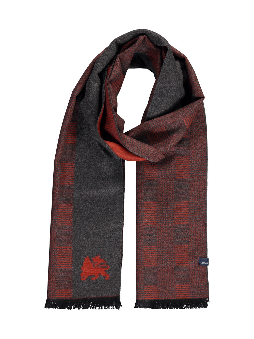 LERROS Wollschal Herren Viskose rot kariert, ONE SIZE