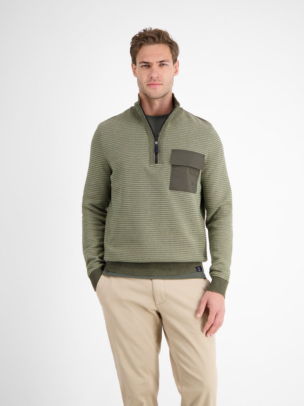 Thumbnail - LERROS Strickpullover Herren Baumwolle grün, S