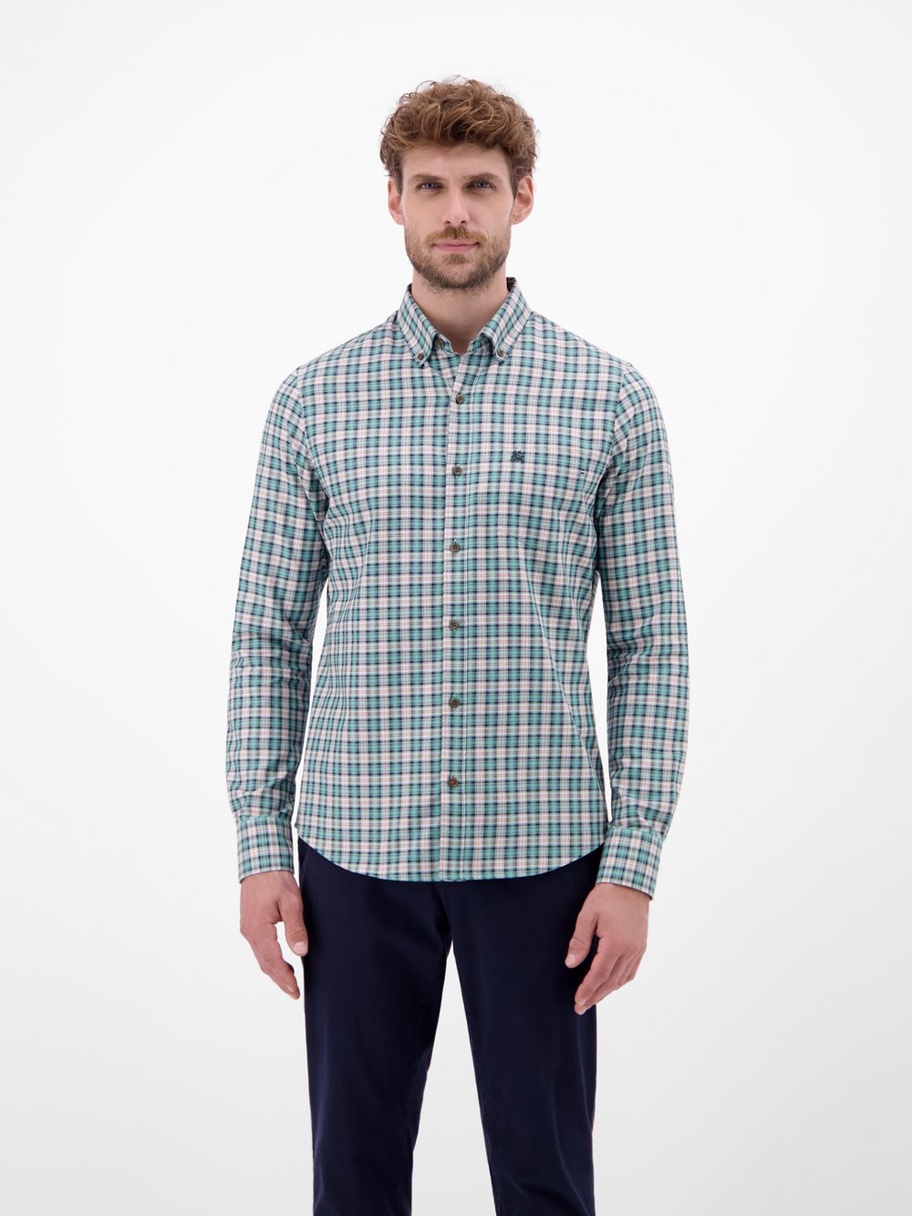 Thumbnail - LERROS Karohemd Herren Regular Fit Baumwolle blau kariert, XL