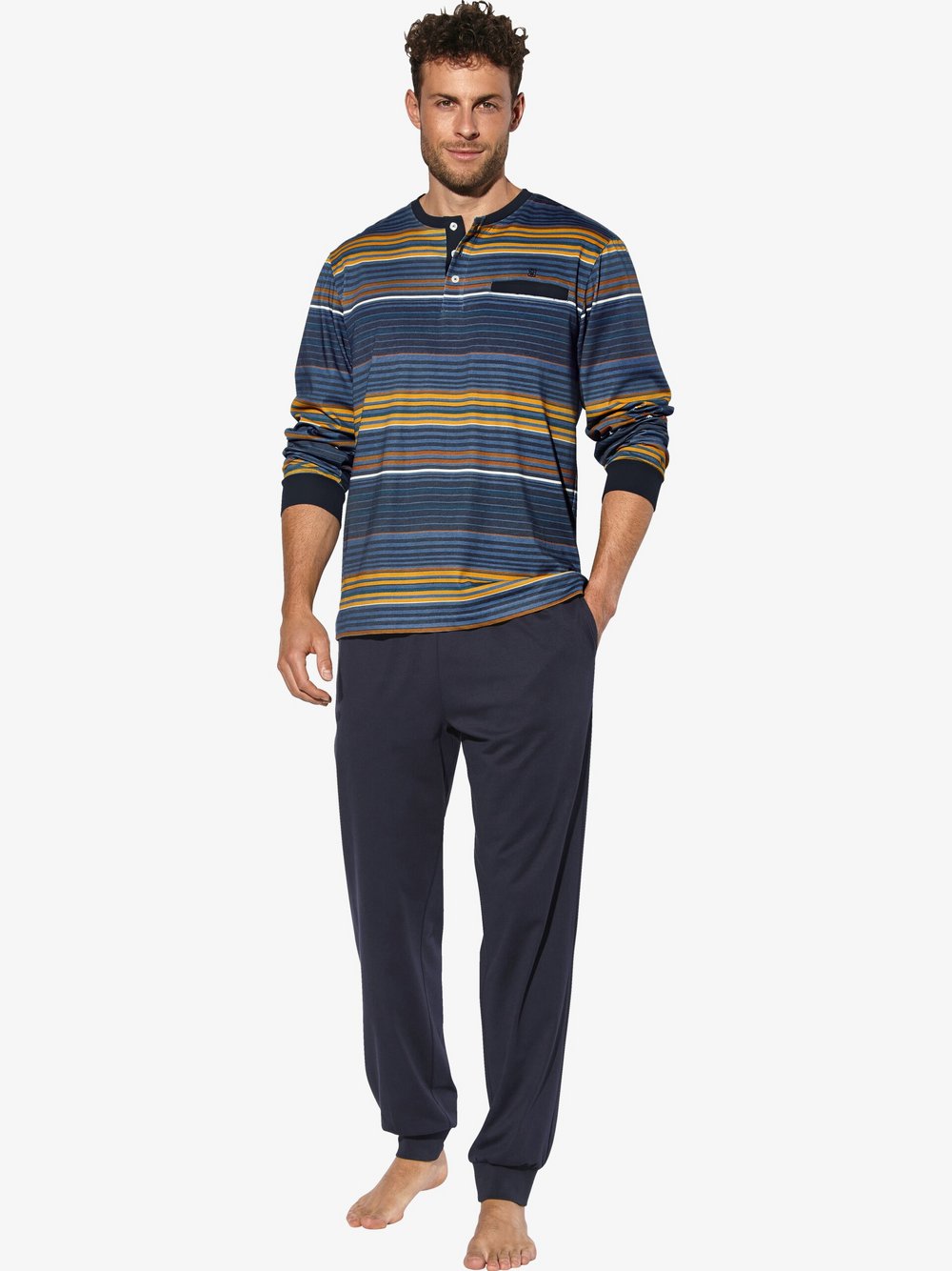 Thumbnail - BABISTA Schlafanzug Herren Baumwolle blau gestreift, XXL
