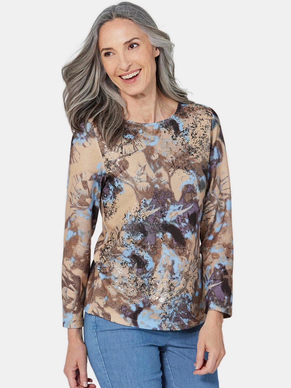 Thumbnail - Goldner Sweatshirt Damen braun, 38