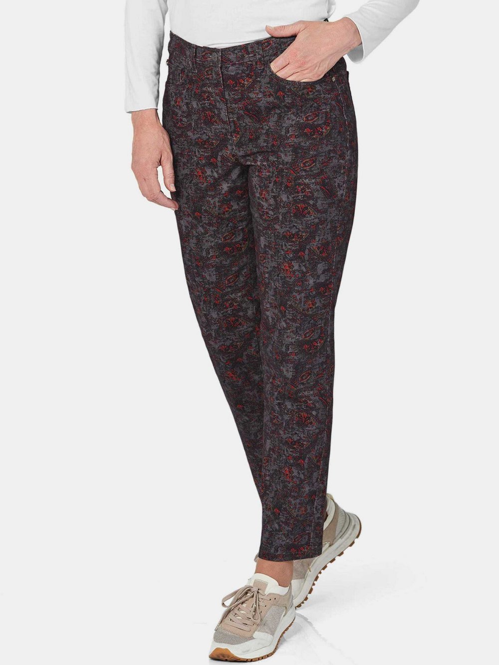 Goldner Druckhose CARLA Damen Baumwolle grau, 54