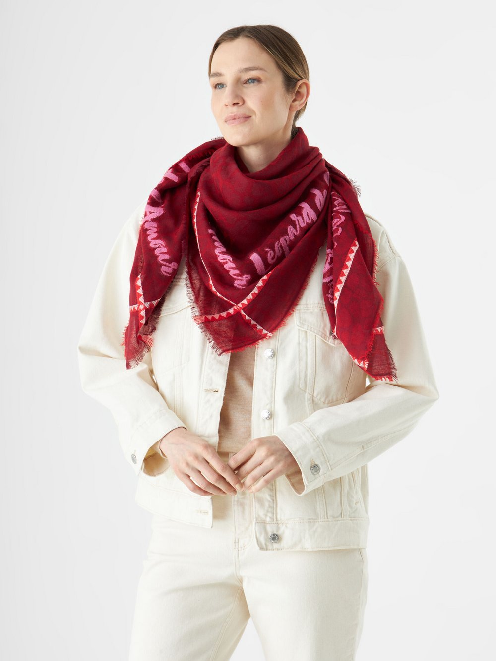 Thumbnail - Codello Tuch Damen Baumwolle rot bedruckt, ONE SIZE