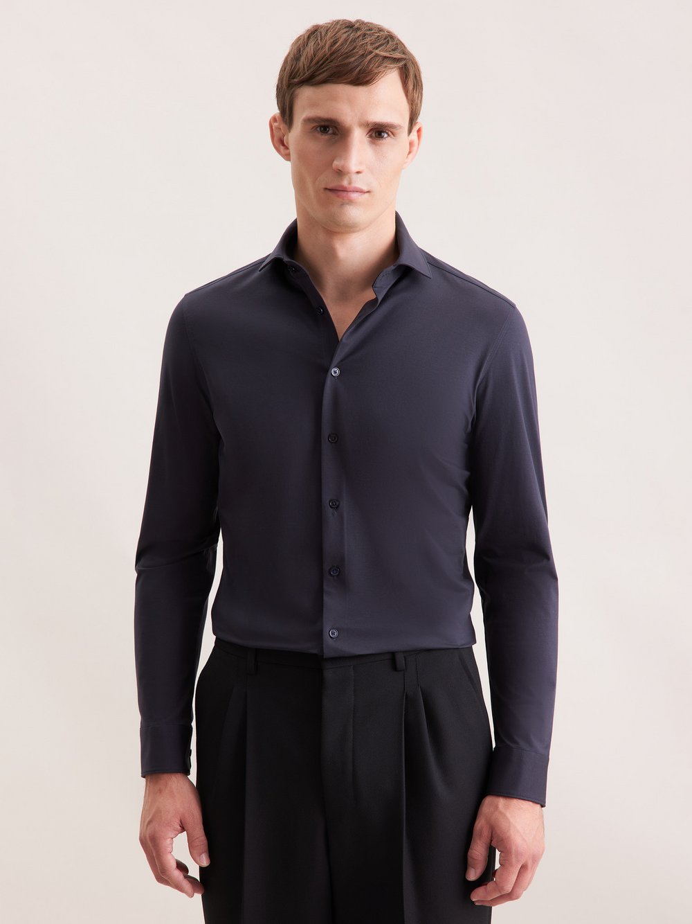 Seidensticker Jerseyhemd Herren Slim Fit Baumwolle grau, 38