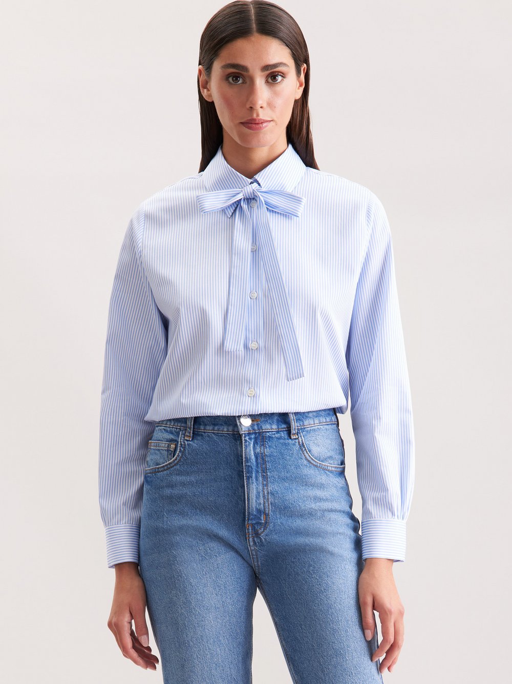 Seidensticker Ausgestellte Bluse Damen Baumwolle blau gestreift, 38