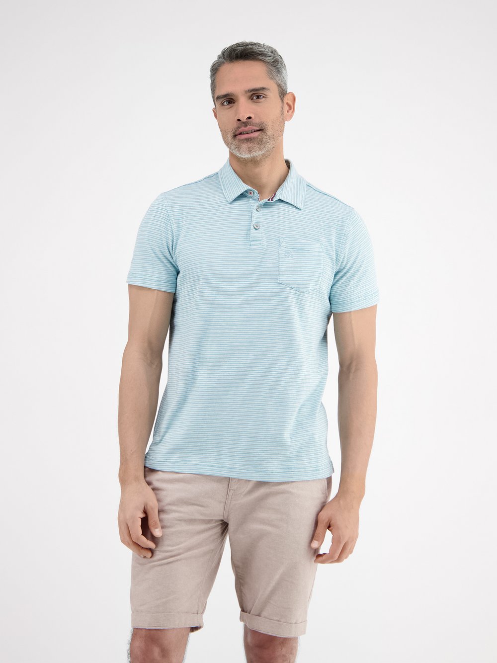LERROS Poloshirt Herren Baumwolle blau gestreift, M
