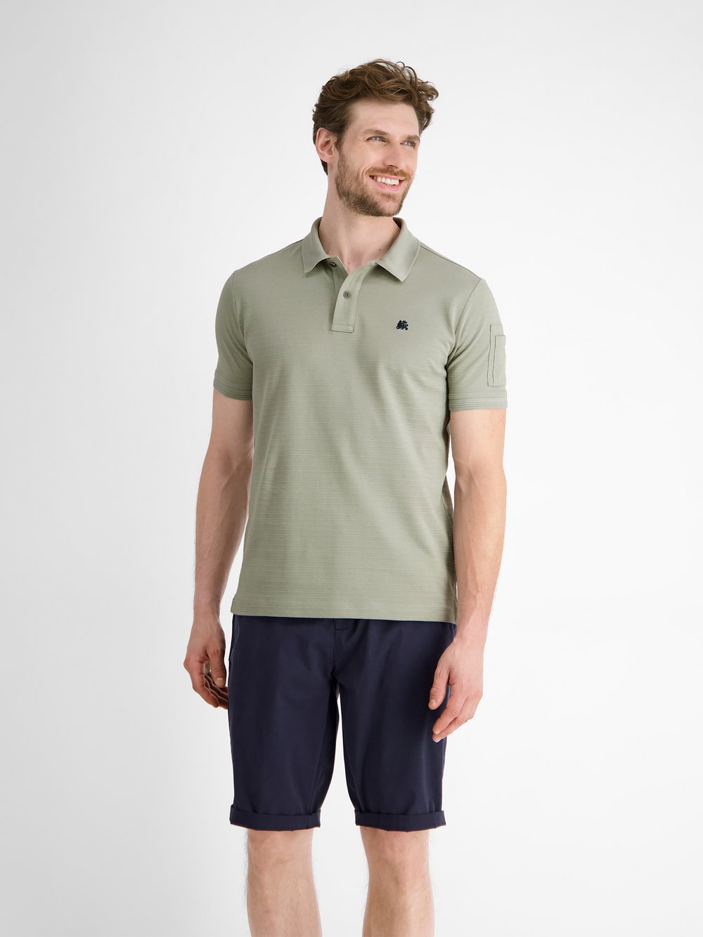 LERROS Poloshirt Herren Baumwolle grün gestreift, S