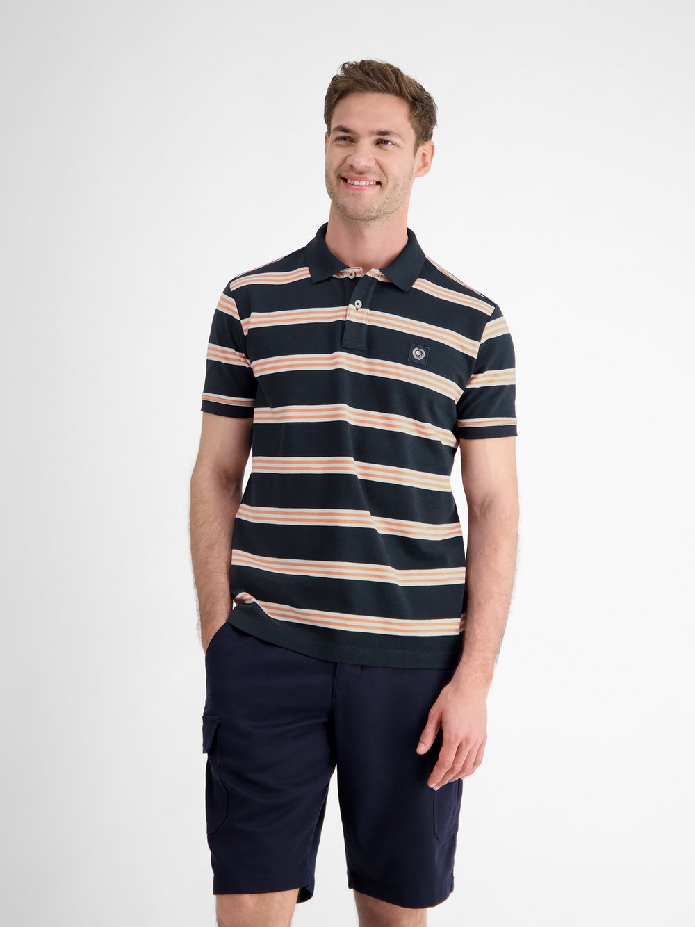 LERROS Poloshirt Herren Baumwolle blau gestreift, L