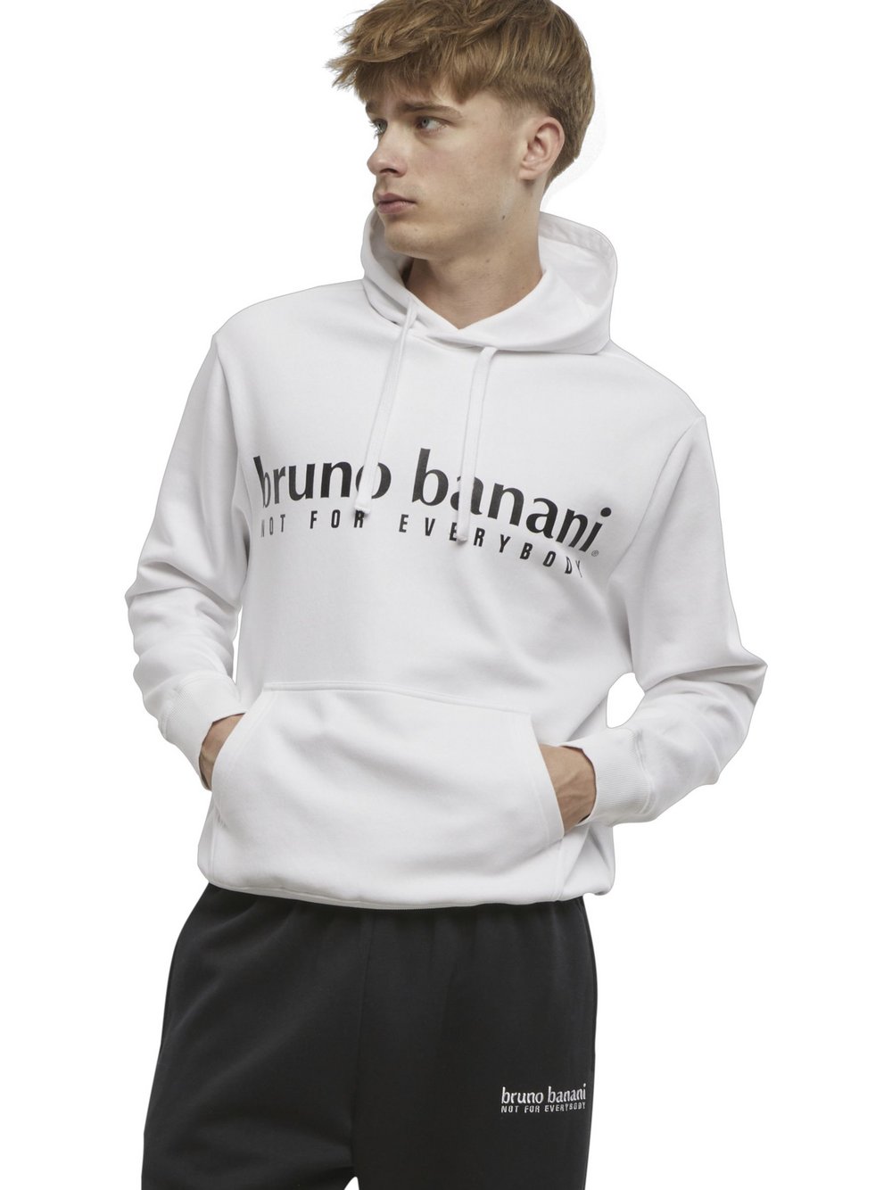 Bruno Banani Hoodie Herren Baumwolle weiß gemustert, XS
