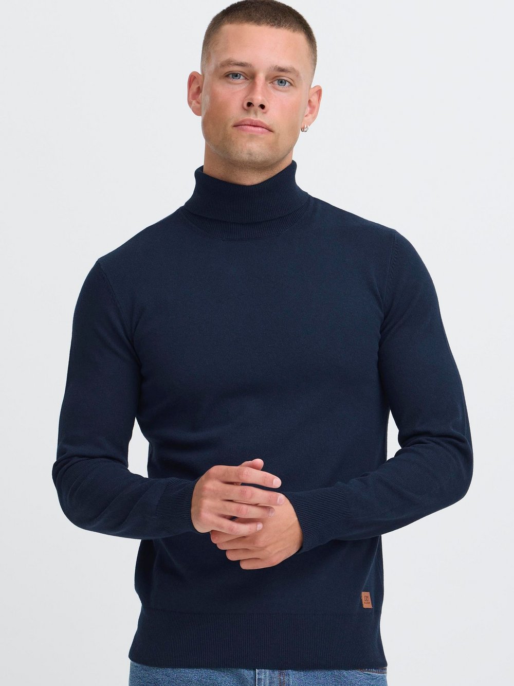 BLEND Rollkragenpullover Herren Baumwolle blau, XXL