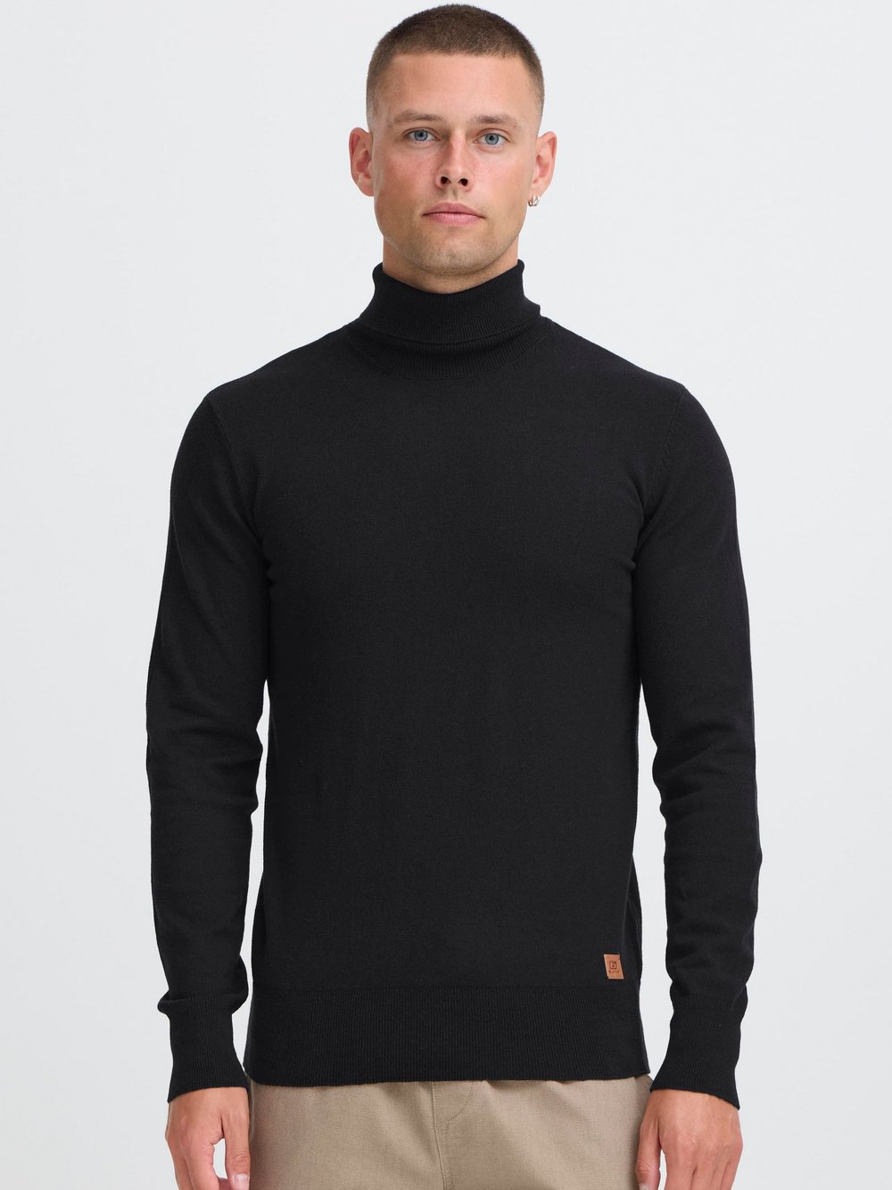 BLEND Rollkragenpullover Herren Baumwolle schwarz, M