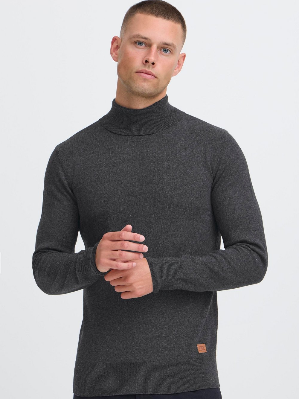 BLEND Rollkragenpullover Herren Baumwolle grau, S