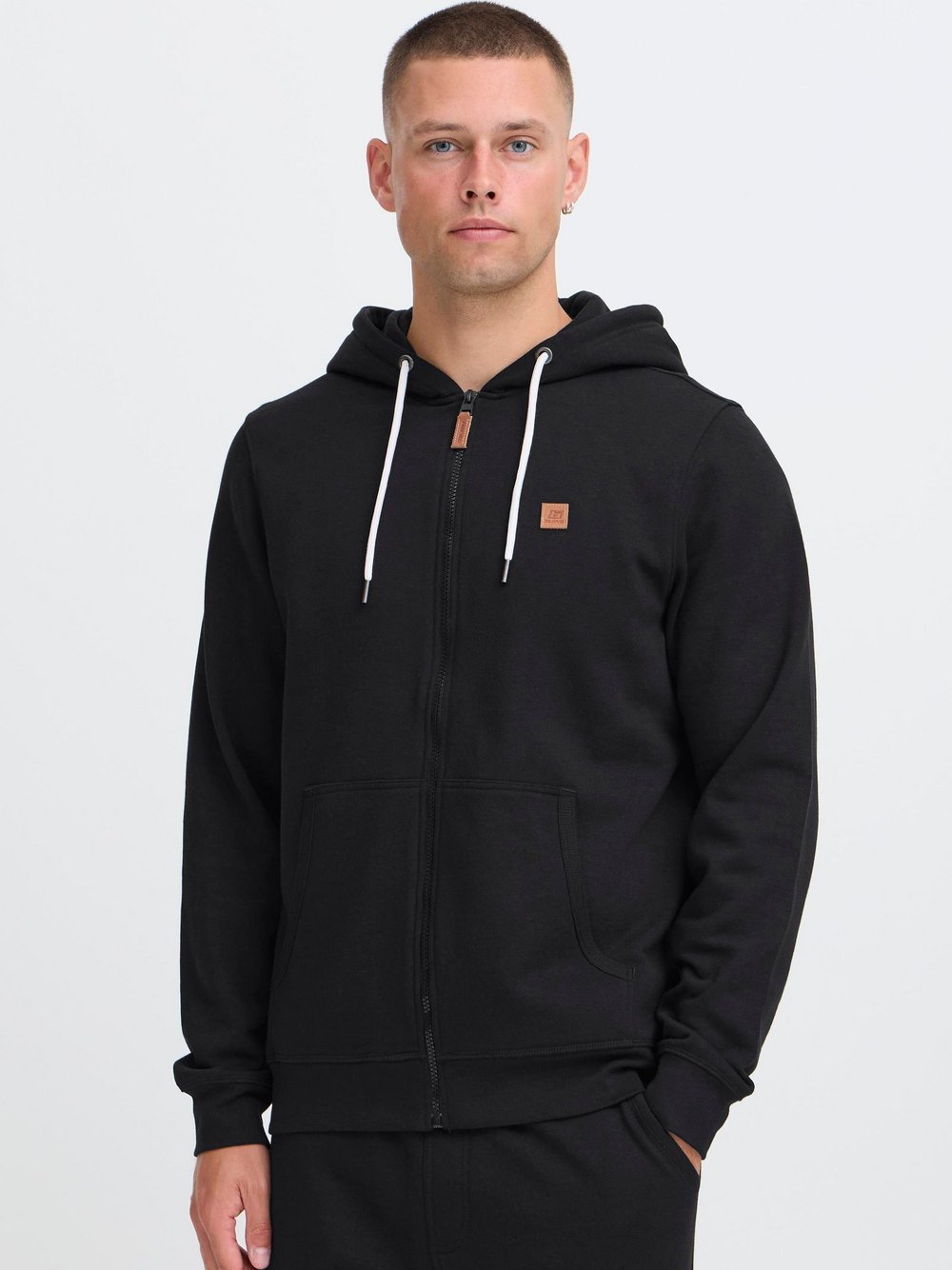 BLEND Kapuzenfleecejacke Herren Baumwolle schwarz, M