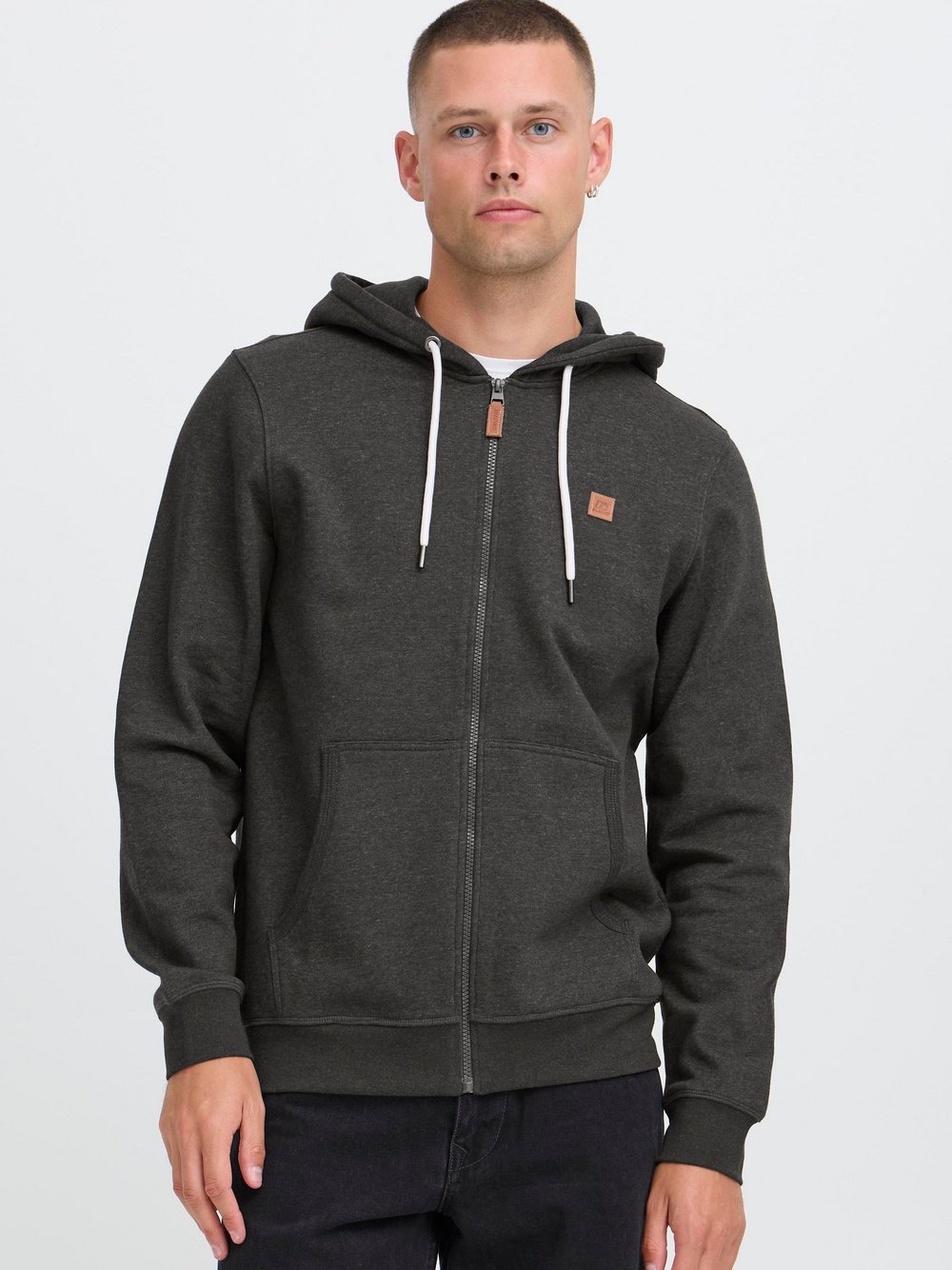 BLEND Kapuzenfleecejacke Herren Baumwolle grau, S