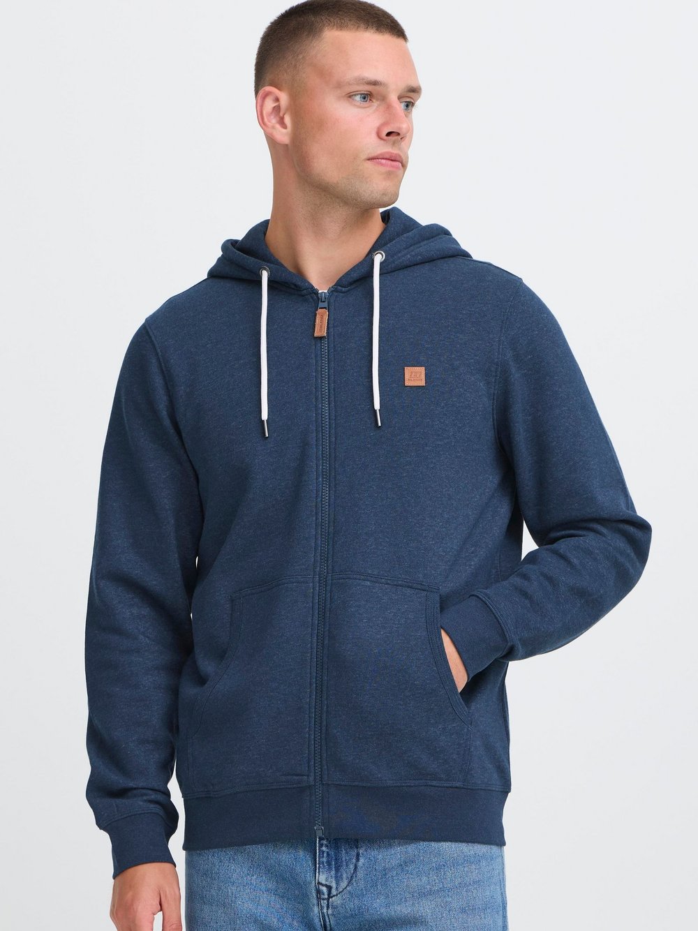 BLEND Kapuzenfleecejacke Herren Baumwolle blau, XL