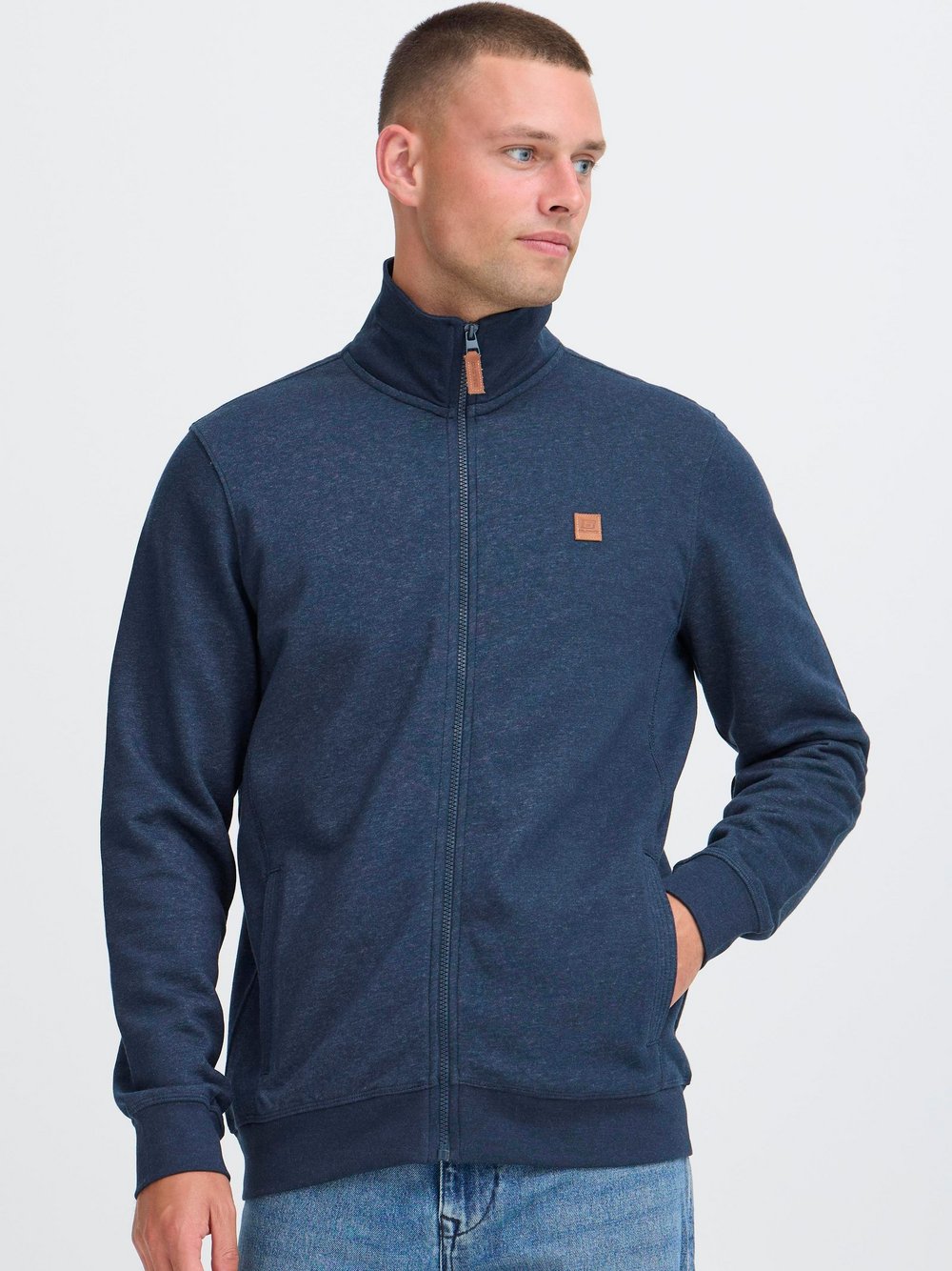 BLEND Fleecejacke Herren Baumwolle blau, S