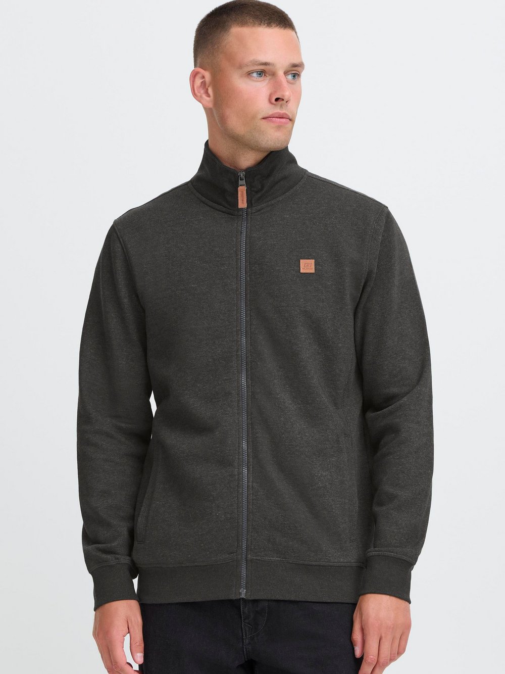 BLEND Fleecejacke Herren Baumwolle grau, L
