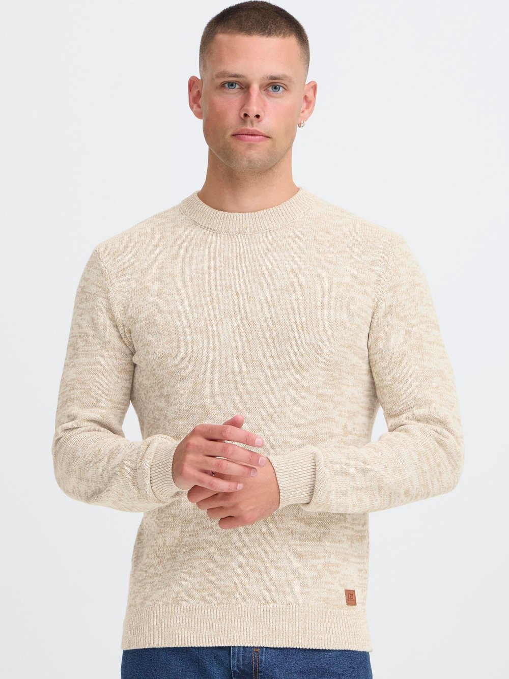 BLEND Strickpullover Herren Baumwolle beige meliert, XXXL