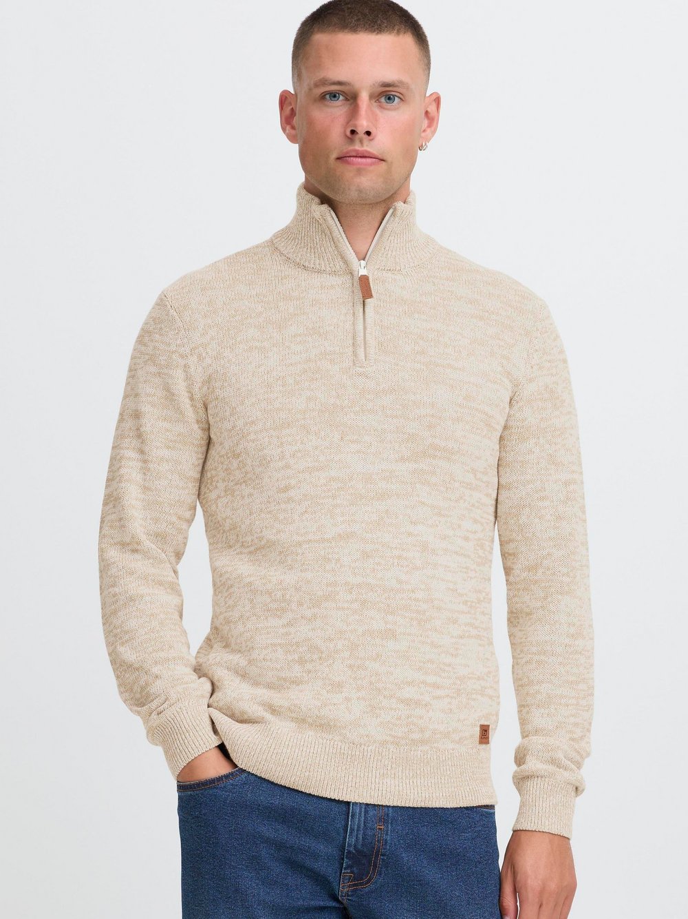 BLEND Troyer Herren Baumwolle beige meliert, XXL