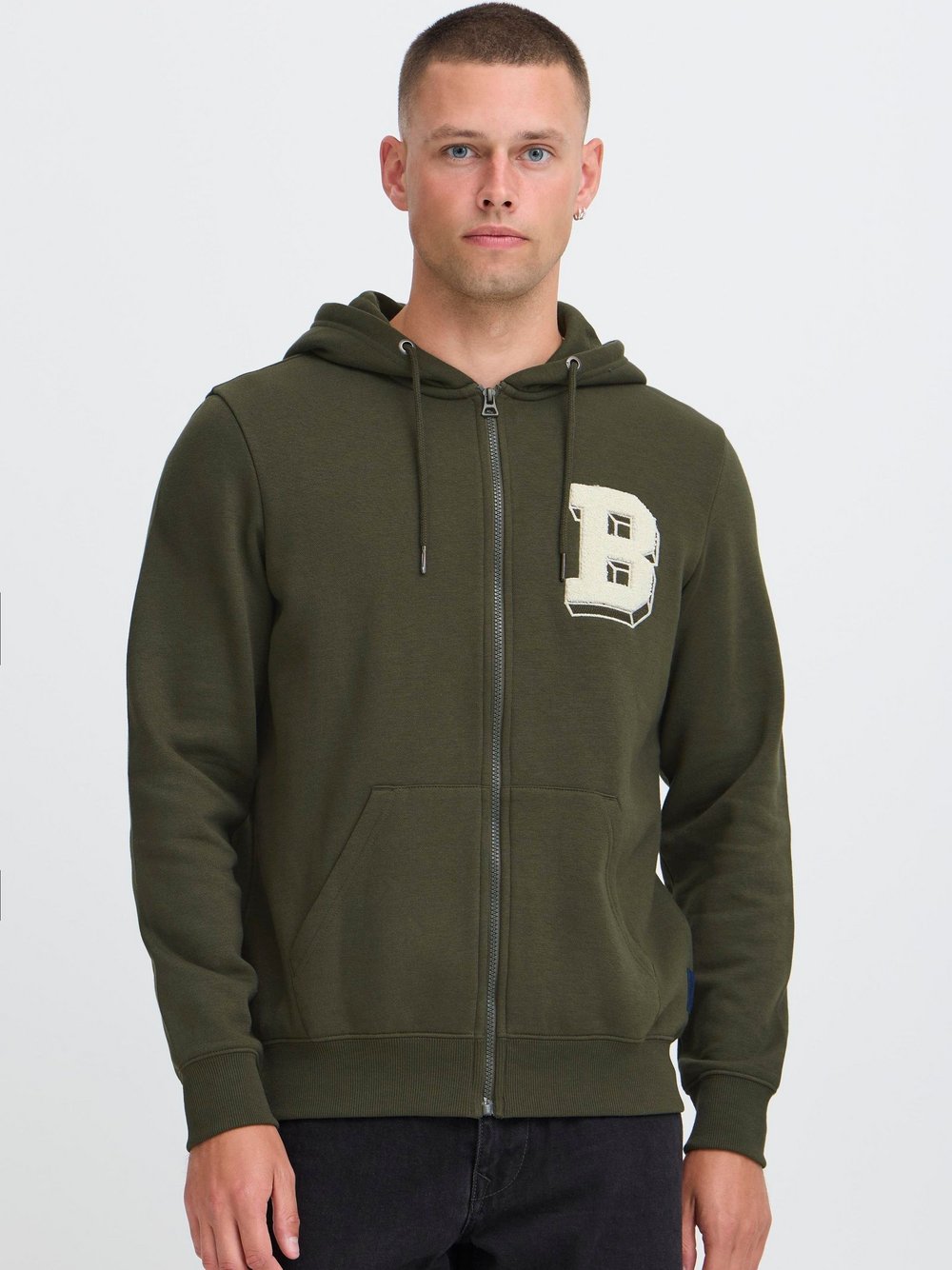 BLEND Kapuzenfleecejacke Herren Baumwolle grün, XXXL