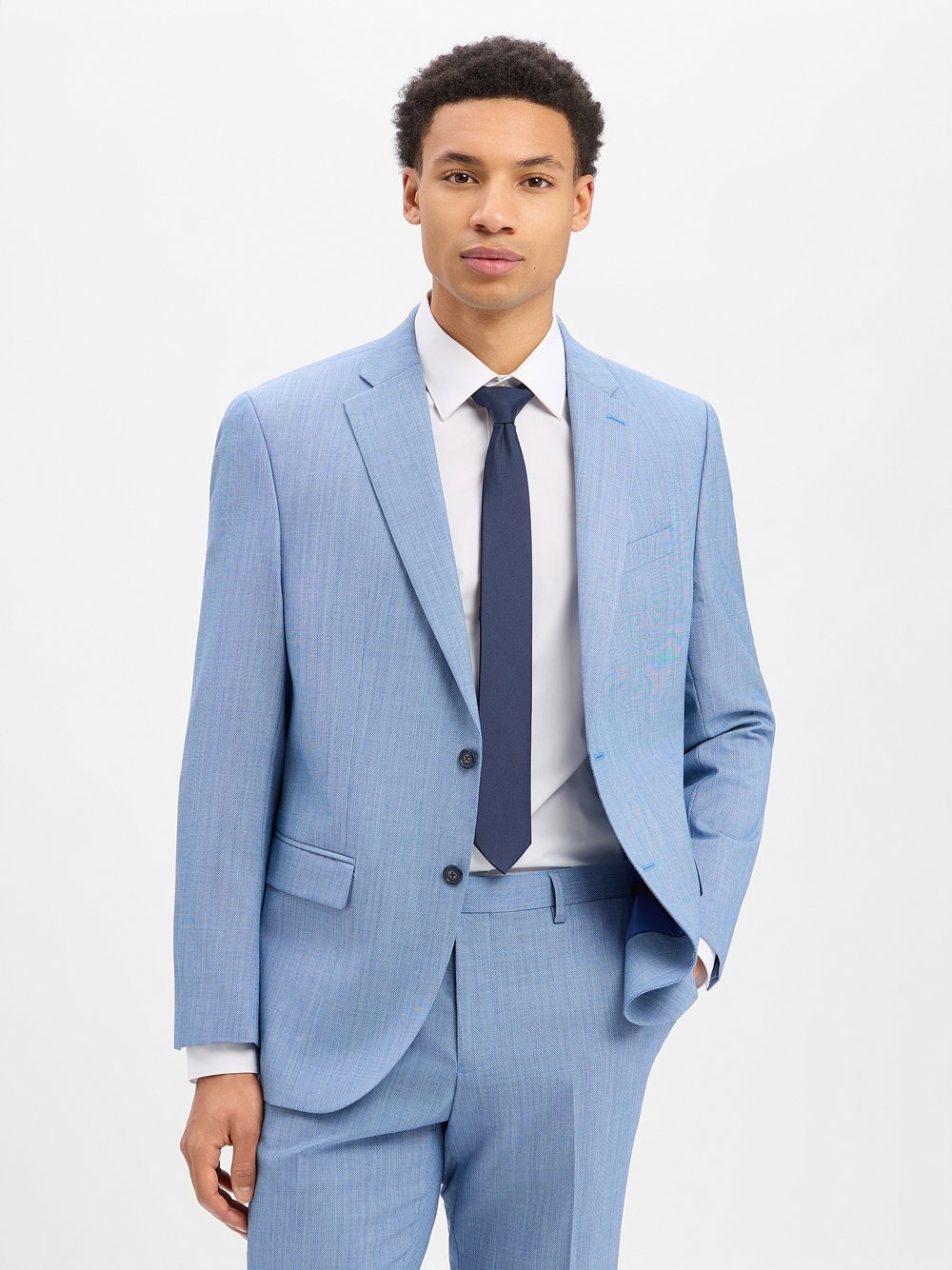 Pierre Cardin Baukasten-Sakko mit Schurwoll-Anteil Herren Modern Fit Schurwolle blau meliert, 54