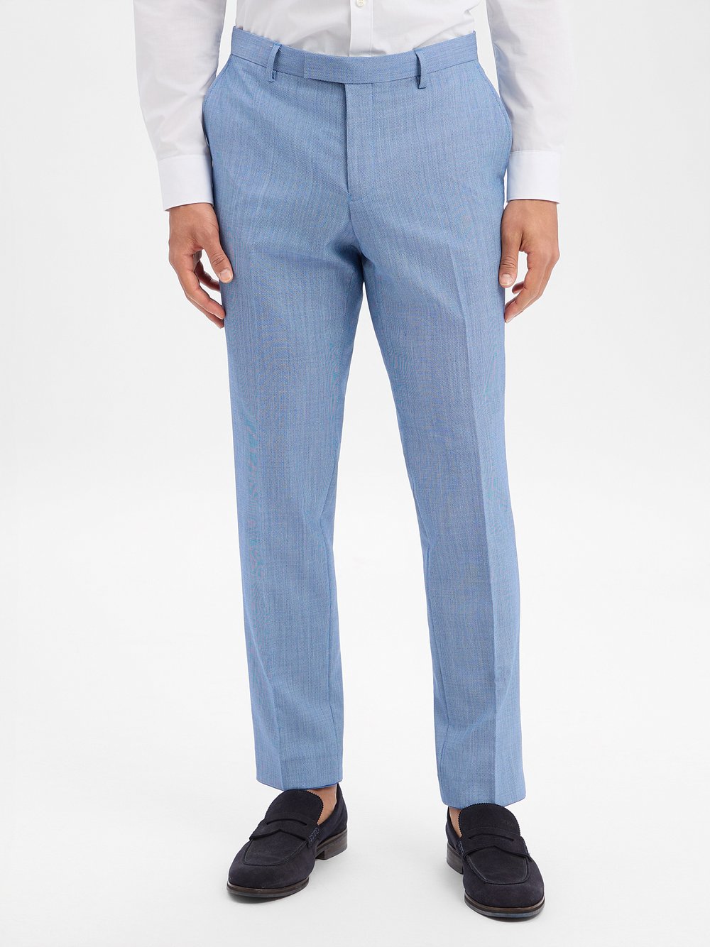 Pierre Cardin Baukasten-Hose mit Schurwoll-Anteil Herren Modern Fit Schurwolle blau meliert, 58