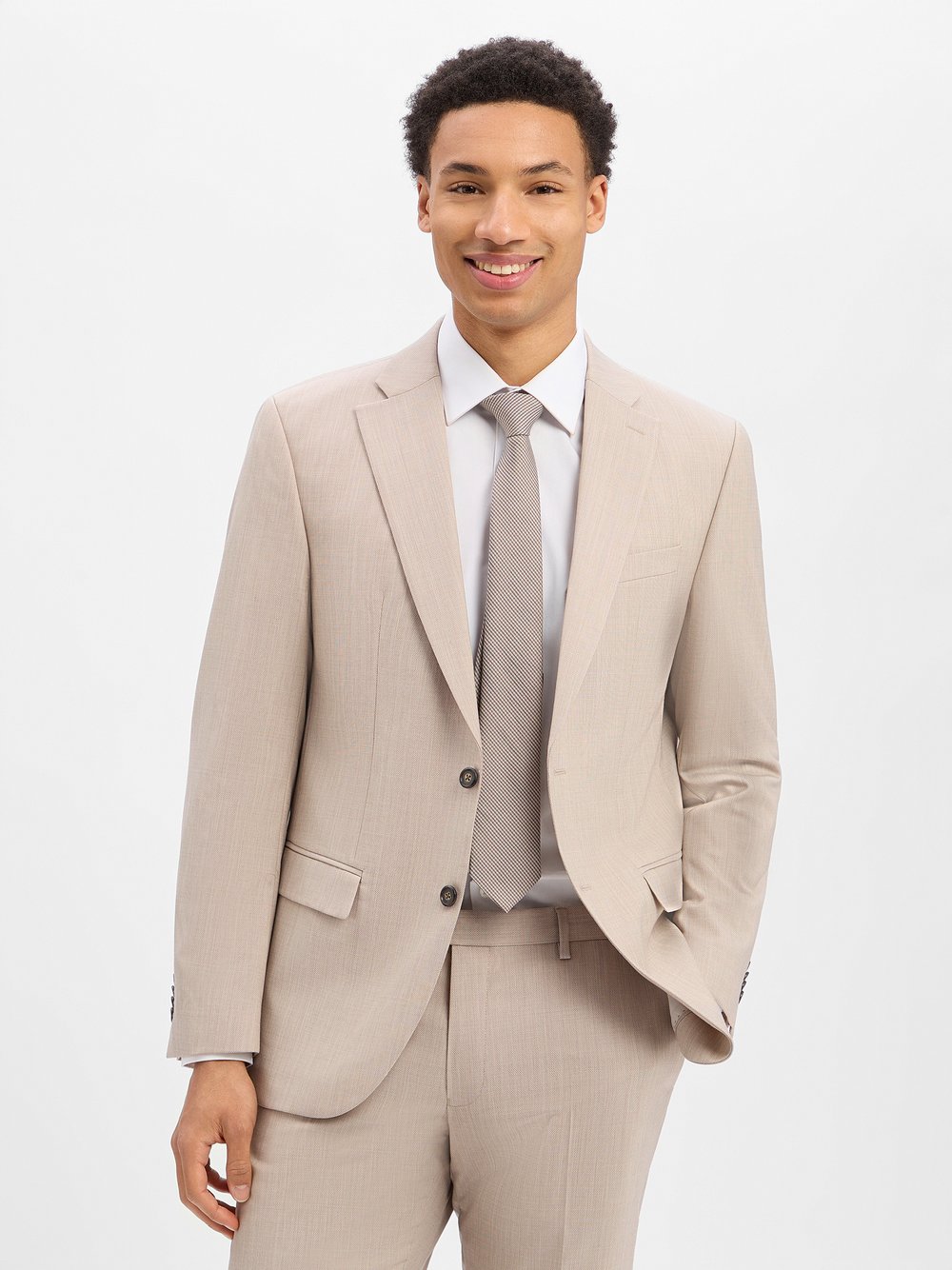 Pierre Cardin Baukasten-Sakko mit Schurwoll-Anteil Herren Modern Fit Schurwolle beige meliert, 58