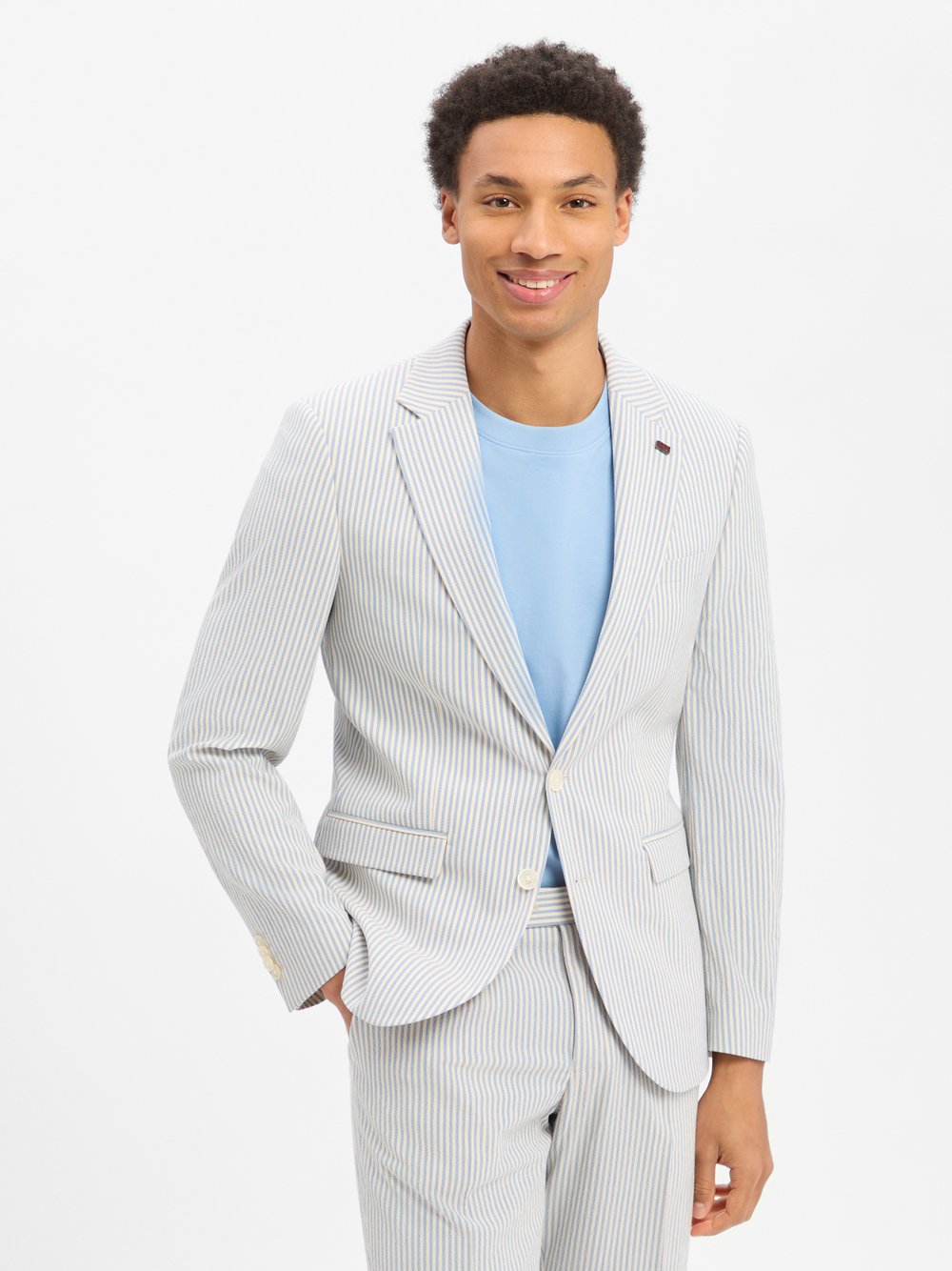 Finshley & Harding London Baukasten-Sakko Herren Slim Fit mehrfarbig gestreift, 54