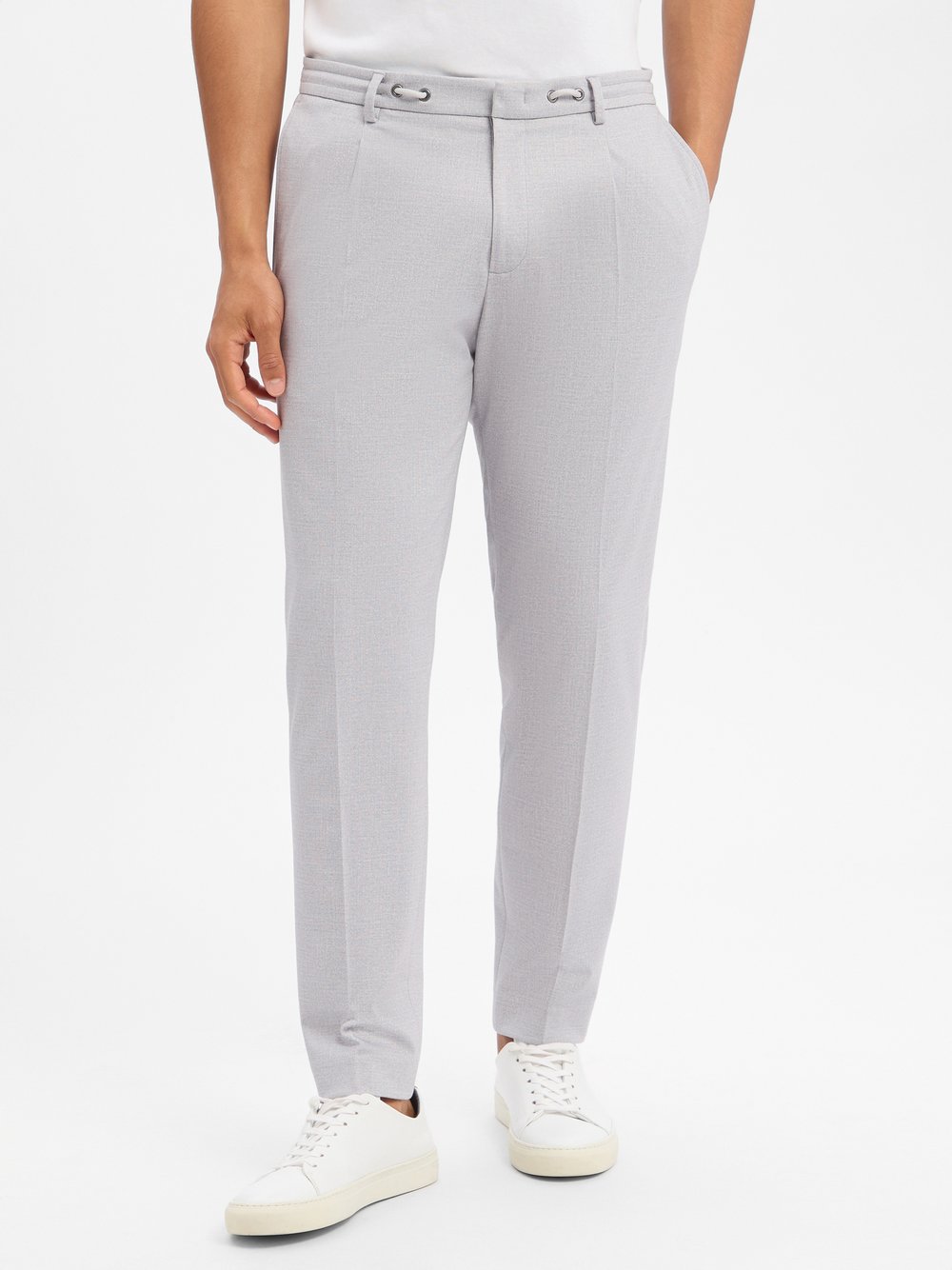 Benvenuto Baukasten-Anzughose Herren Modern Fit Viskose grau meliert, 58