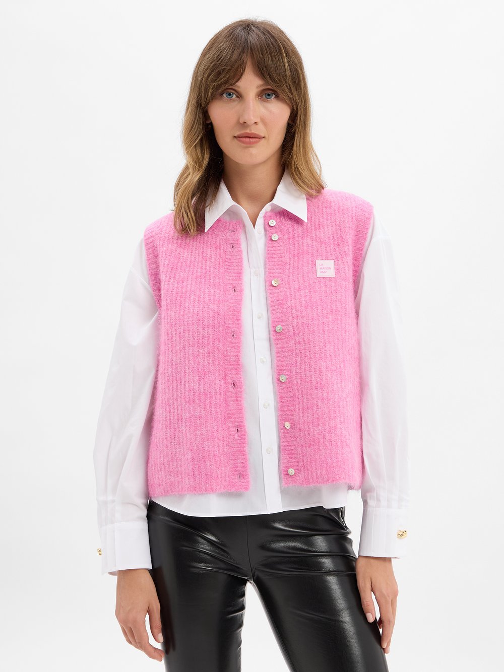 american vintage Strickweste mit Alpakaanteil Damen mehrfarbig, M