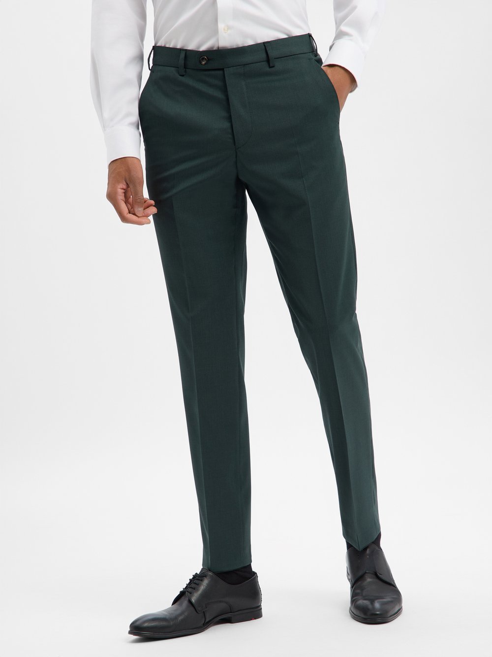 Thumbnail - Digel Baukasten-Hose mit Schurwoll-Anteil Herren Modern Fit Schurwolle grün strukturiert, 50