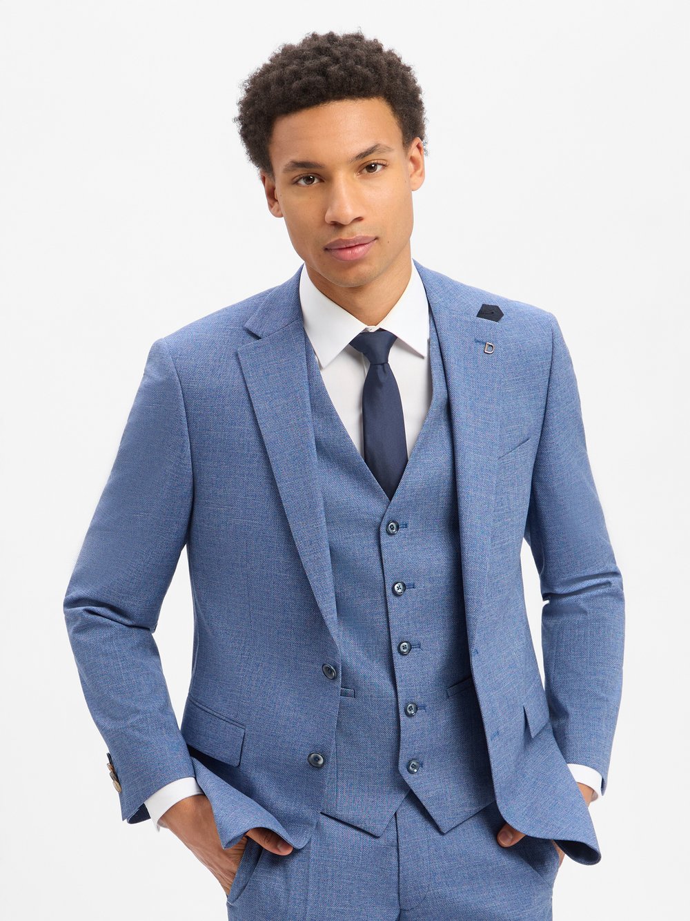 Digel Baukasten-Sakko mit Woll-Anteil Herren Modern Fit blau meliert, 58