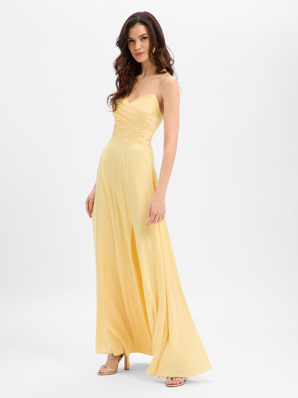Marie Lund Abendkleid Damen Satin gelb, 36