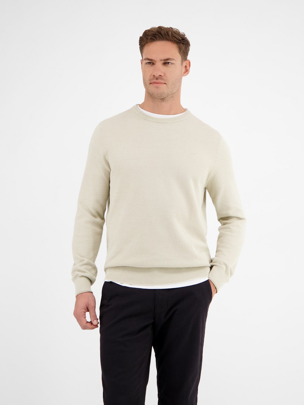 LERROS Strickpullover Herren Baumwolle weiß gemustert, XXL