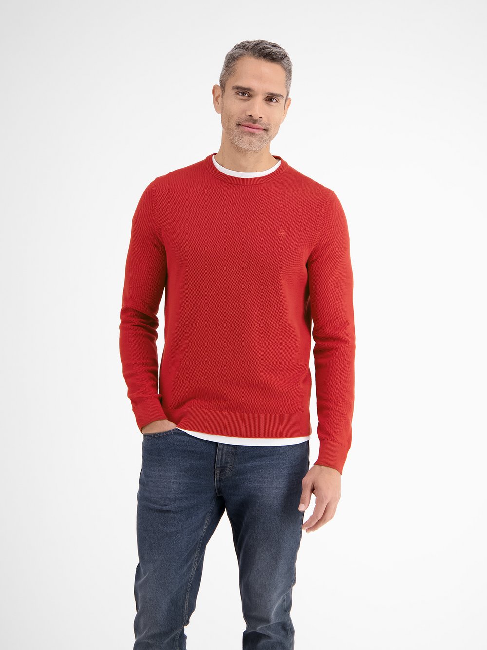 LERROS Strickpullover Herren Baumwolle rot gemustert, XXXL