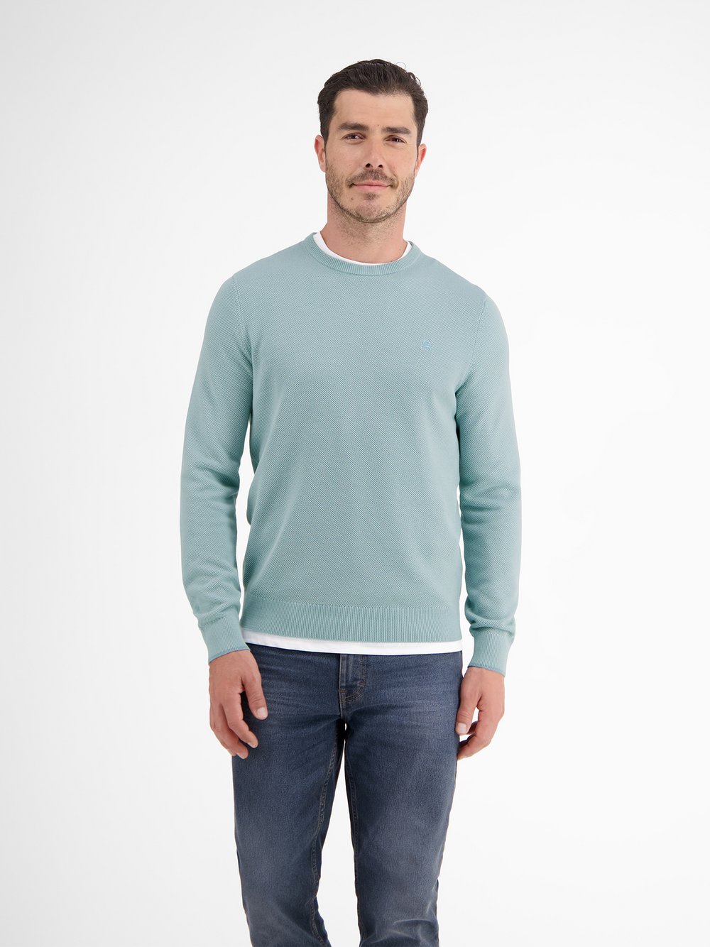 LERROS Strickpullover Herren Baumwolle blau gemustert, L