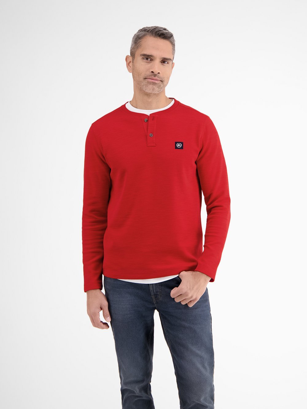 LERROS Henleyshirt Herren Baumwolle rot, L