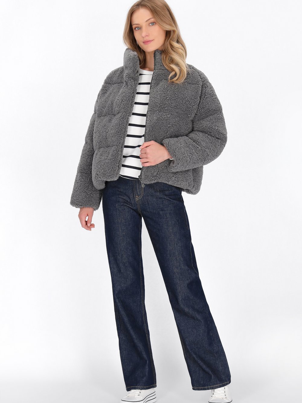 Dreimaster Jacke Damen grau gemustert, M