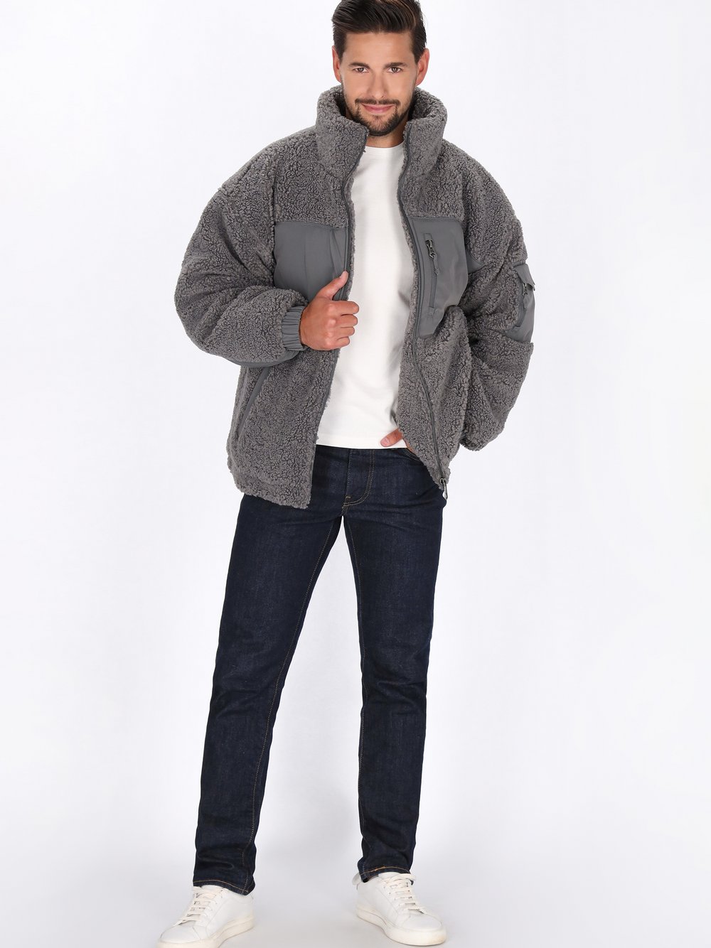 Dreimaster Jacke Herren grau gemustert, XXL