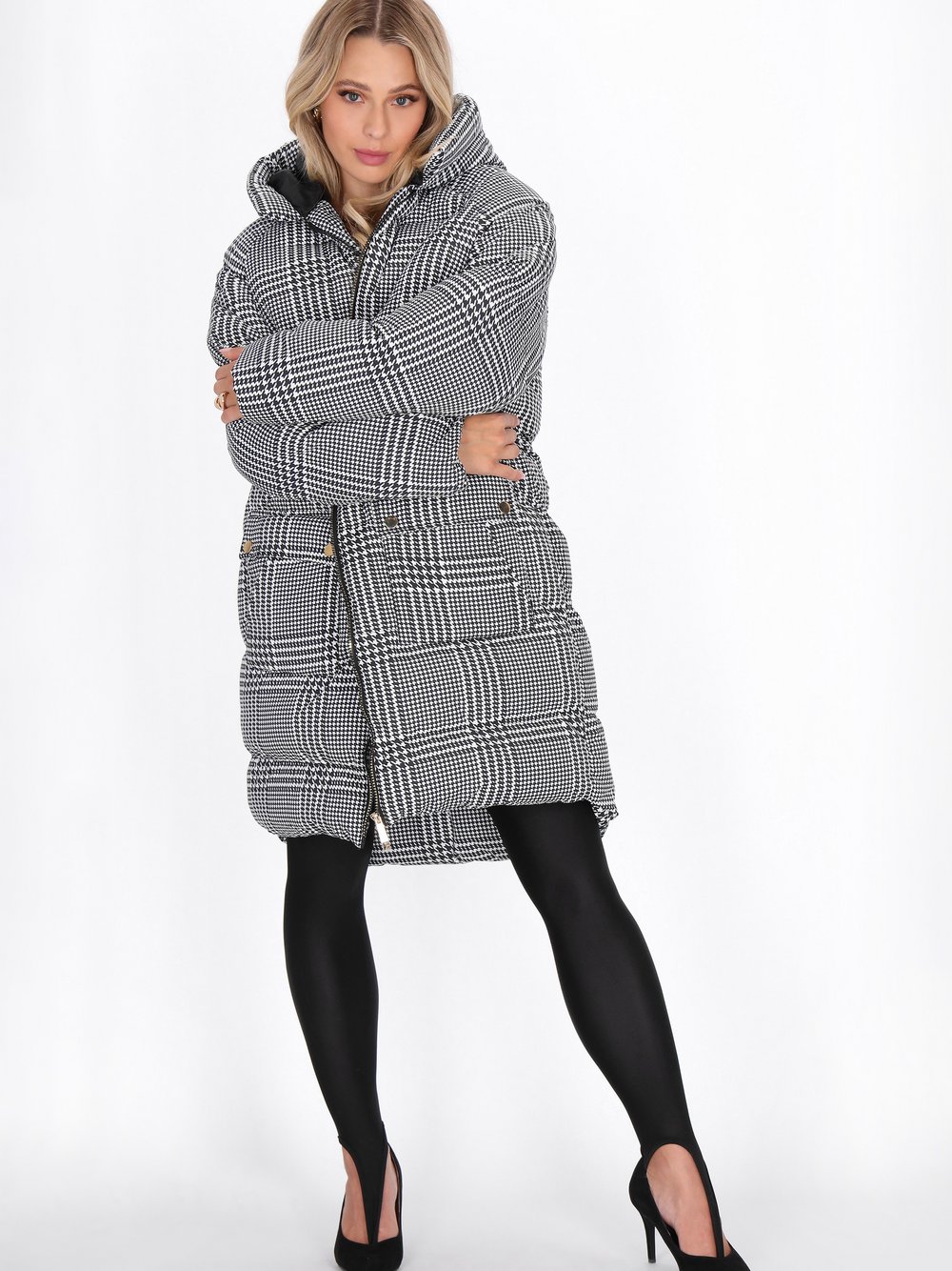 Faina Mantel Damen grau gemustert, M