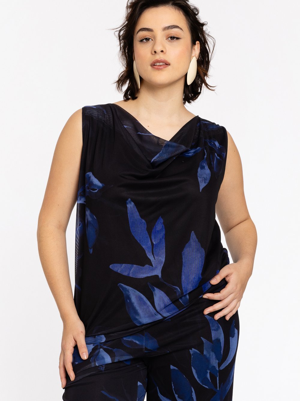 YOEK Top Damen blau bedruckt, 54-56