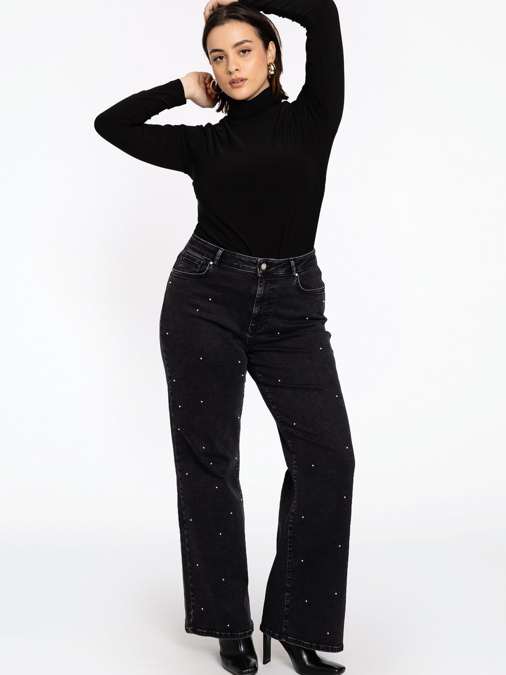 Thumbnail - YOEK Jeans Damen Baumwolle schwarz, 52