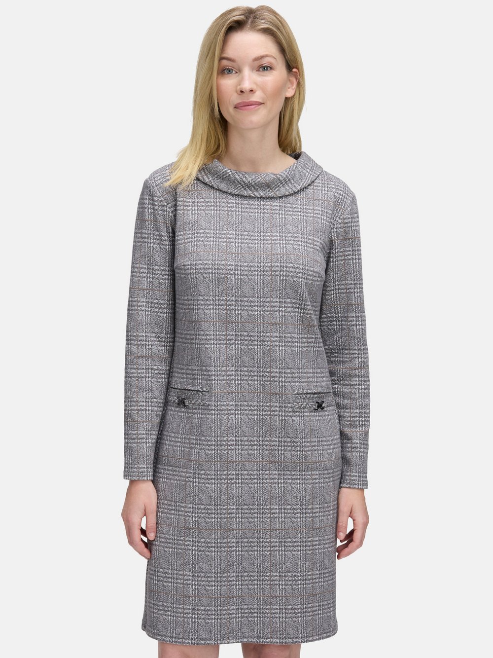 Betty Barclay Sweatkleid Damen Baumwolle grau kariert, 36